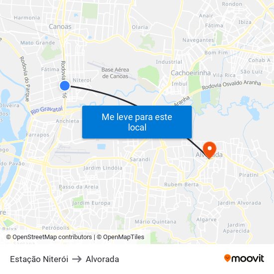 Estação Niterói to Alvorada map