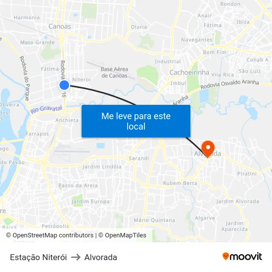 Estação Niterói to Alvorada map