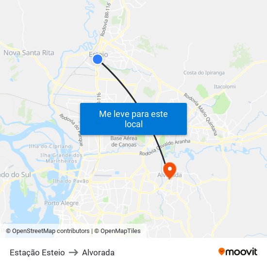 Estação Esteio to Alvorada map