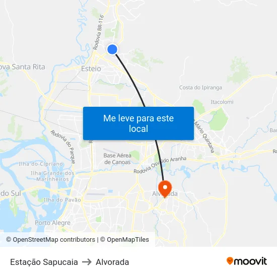 Estação Sapucaia to Alvorada map