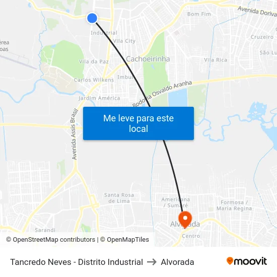 Tancredo Neves - Distrito Industrial to Alvorada map
