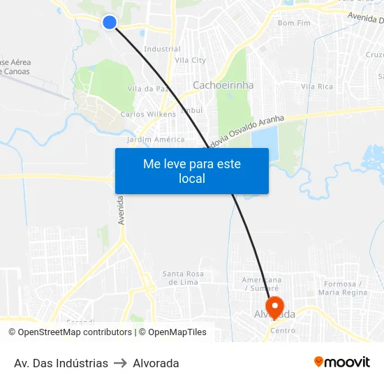 Av. Das Indústrias to Alvorada map