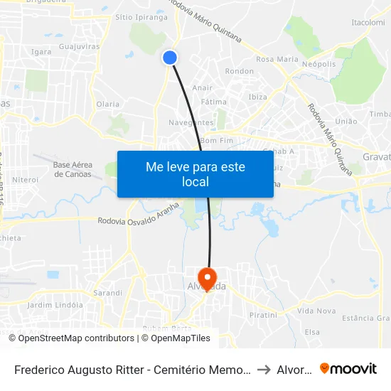 Frederico Augusto Ritter - Cemitério Memorial Da Colina to Alvorada map