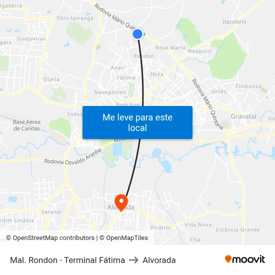 Mal. Rondon - Terminal Fátima to Alvorada map