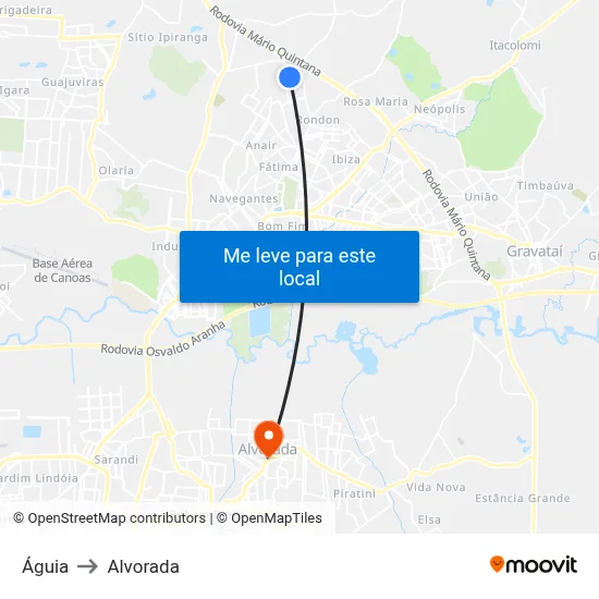 Águia to Alvorada map