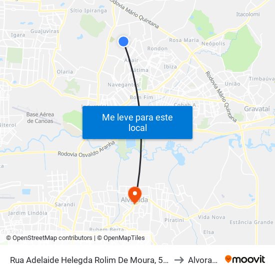 Rua Adelaide Helegda Rolim De Moura, 511 to Alvorada map