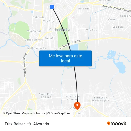 Fritz Beiser to Alvorada map