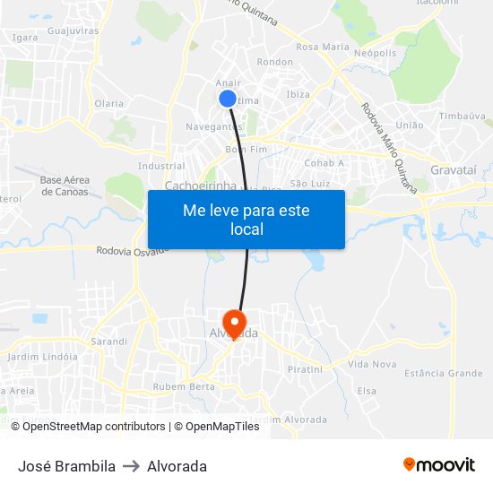 José Brambila to Alvorada map