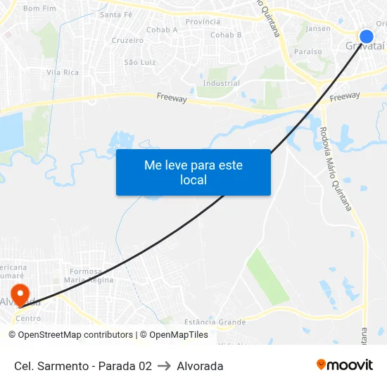 Cel. Sarmento - Parada 02 to Alvorada map