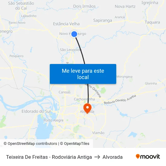 Teixeira De Freitas - Rodoviária Antiga to Alvorada map