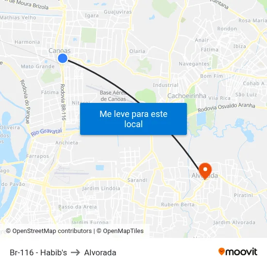 Br-116 - Habib's to Alvorada map