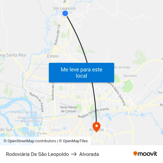 Rodoviária De São Leopoldo to Alvorada map