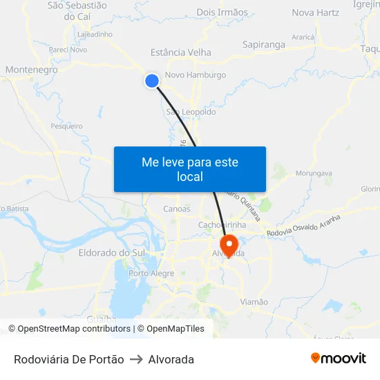 Rodoviária De Portão to Alvorada map