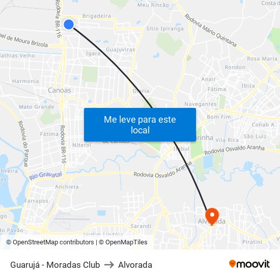 Guarujá - Moradas Club to Alvorada map