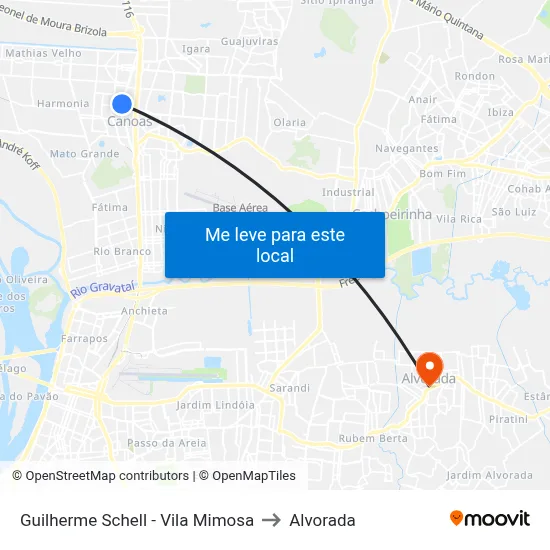Guilherme Schell - Vila Mimosa to Alvorada map