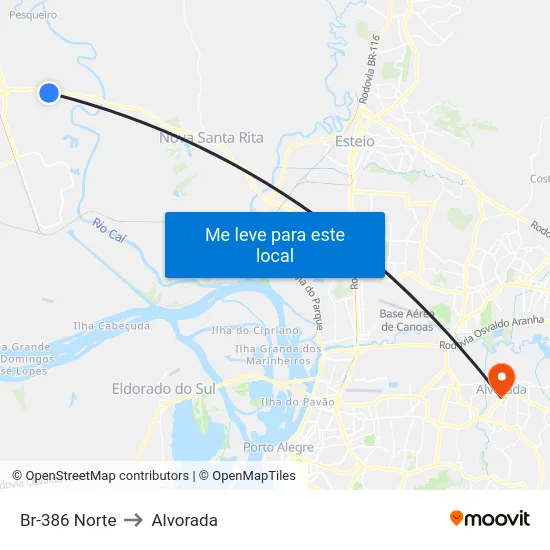 Br-386 Norte to Alvorada map