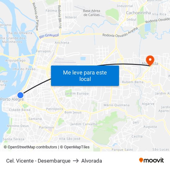 Cel. Vicente - Desembarque to Alvorada map