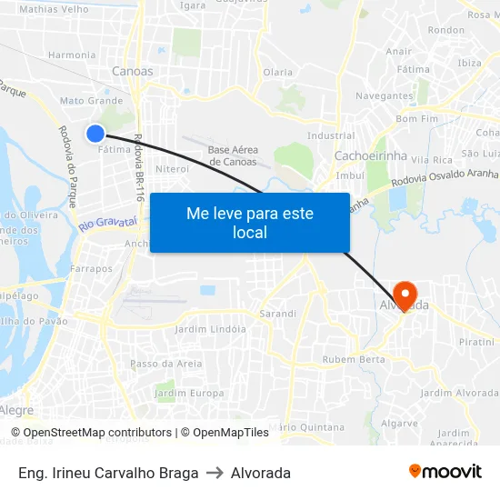 Eng. Irineu Carvalho Braga to Alvorada map
