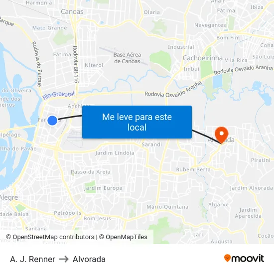 A. J. Renner to Alvorada map