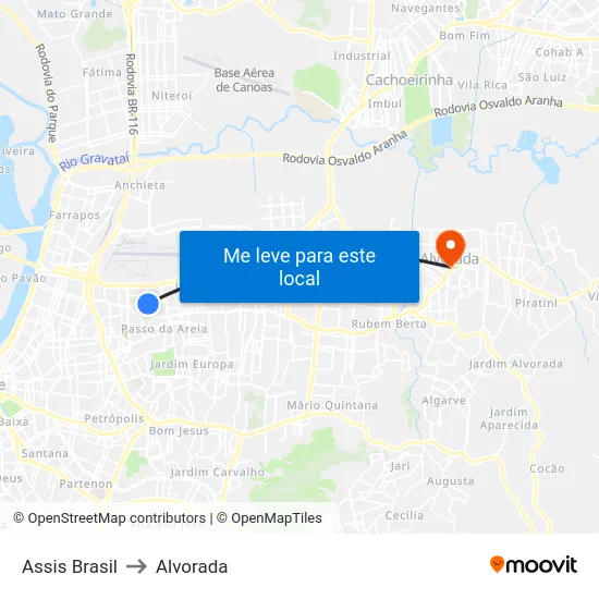 Assis Brasil to Alvorada map