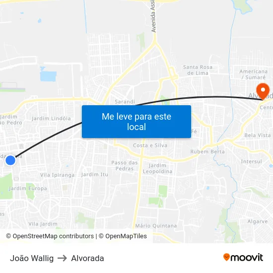 João Wallig to Alvorada map