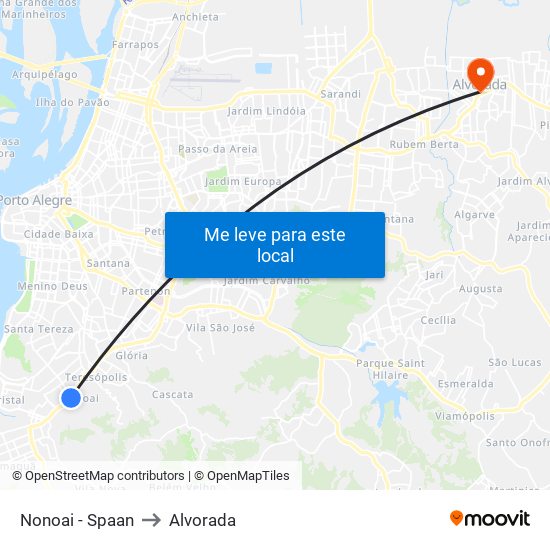 Nonoai - Spaan to Alvorada map
