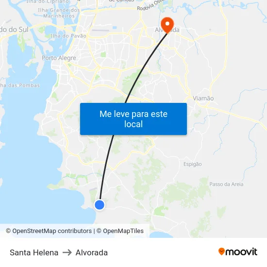 Santa Helena to Alvorada map