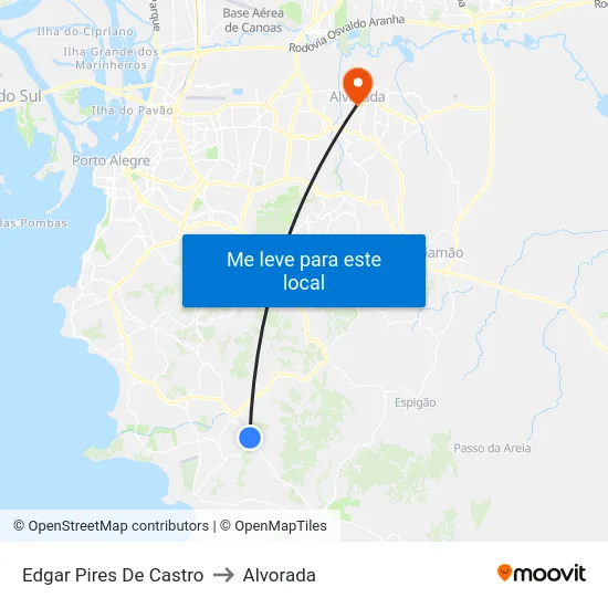 Edgar Pires De Castro to Alvorada map