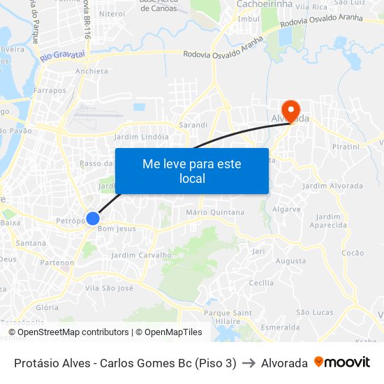 Protásio Alves - Carlos Gomes Bc (Piso 3) to Alvorada map