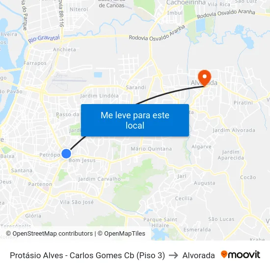 Protásio Alves - Carlos Gomes Cb (Piso 3) to Alvorada map