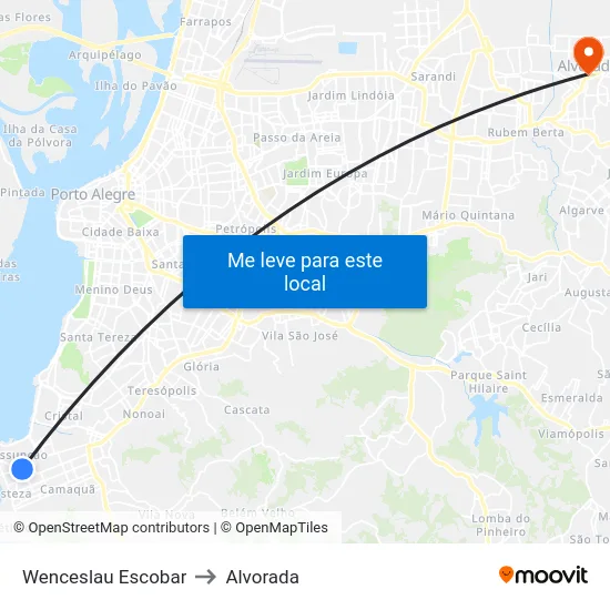 Wenceslau Escobar to Alvorada map