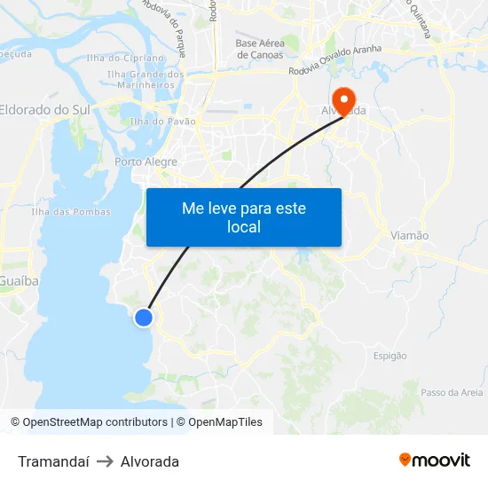 Tramandaí to Alvorada map