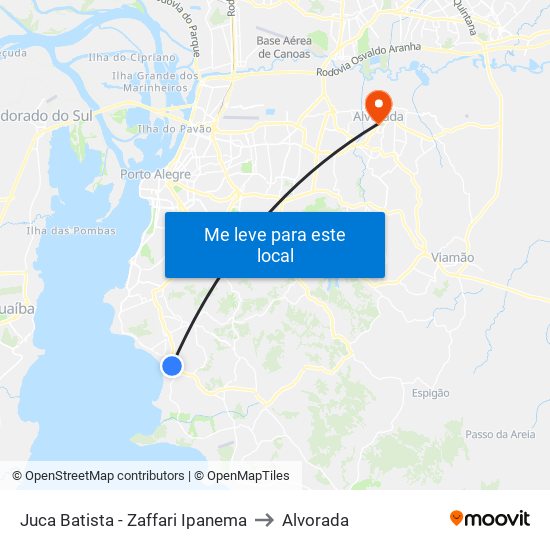 Juca Batista - Zaffari Ipanema to Alvorada map