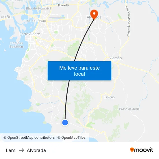 Lami to Alvorada map