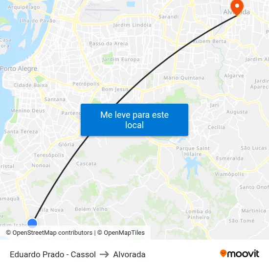 Eduardo Prado - Cassol to Alvorada map