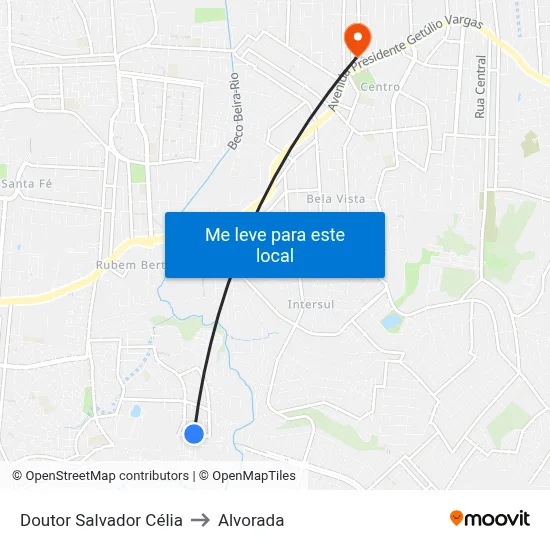 Doutor Salvador Célia to Alvorada map