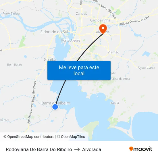Rodoviária De Barra Do Ribeiro to Alvorada map