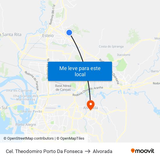 Cel. Theodomiro Porto Da Fonseca to Alvorada map