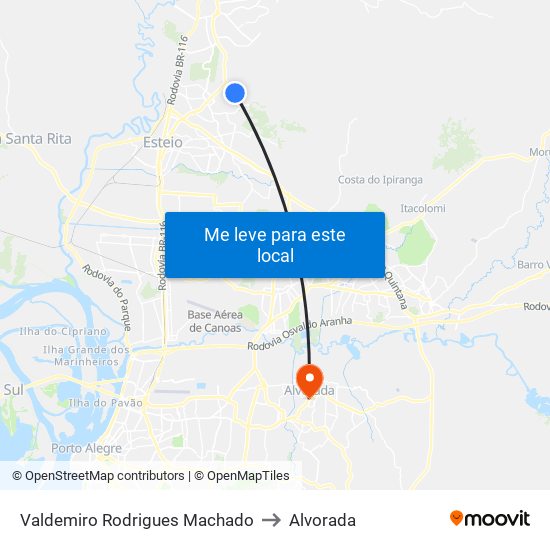 Valdemiro Rodrigues Machado to Alvorada map