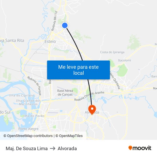Maj. De Souza Lima to Alvorada map