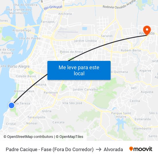 Padre Cacique - Fase (Fora Do Corredor) to Alvorada map