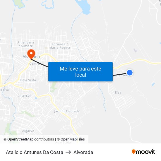 Atalício Antunes Da Costa to Alvorada map