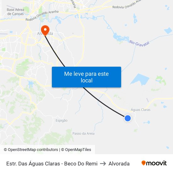 Estr. Das Águas Claras - Beco Do Remi to Alvorada map