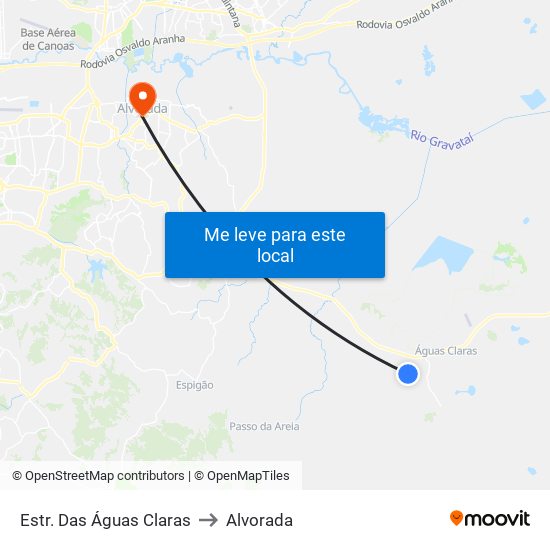 Estr. Das Águas Claras to Alvorada map