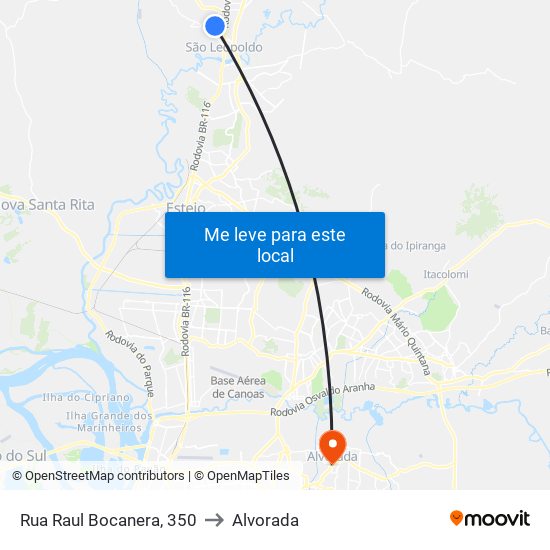 Rua Raul Bocanera, 350 to Alvorada map