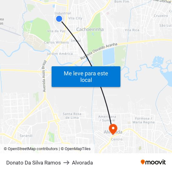 Donato Da Silva Ramos to Alvorada map