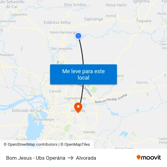 Bom Jesus - Ubs Operária to Alvorada map
