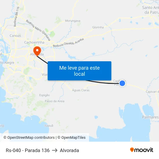 Rs-040 - Parada 136 to Alvorada map