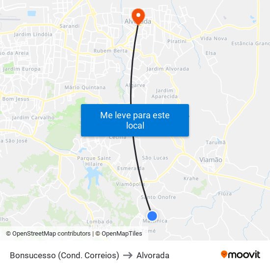 Bonsucesso (Cond. Correios) to Alvorada map