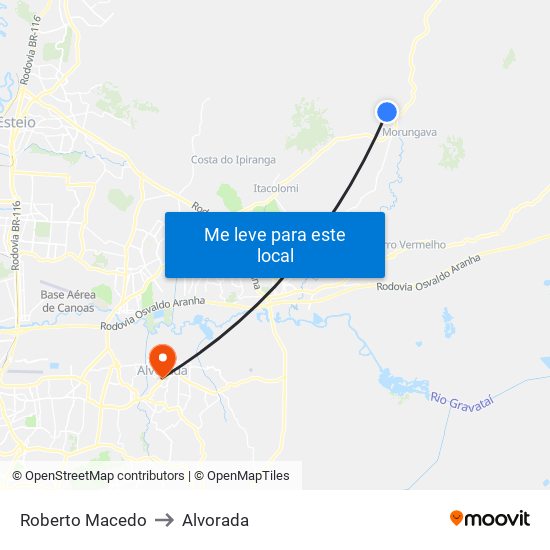 Roberto Macedo to Alvorada map